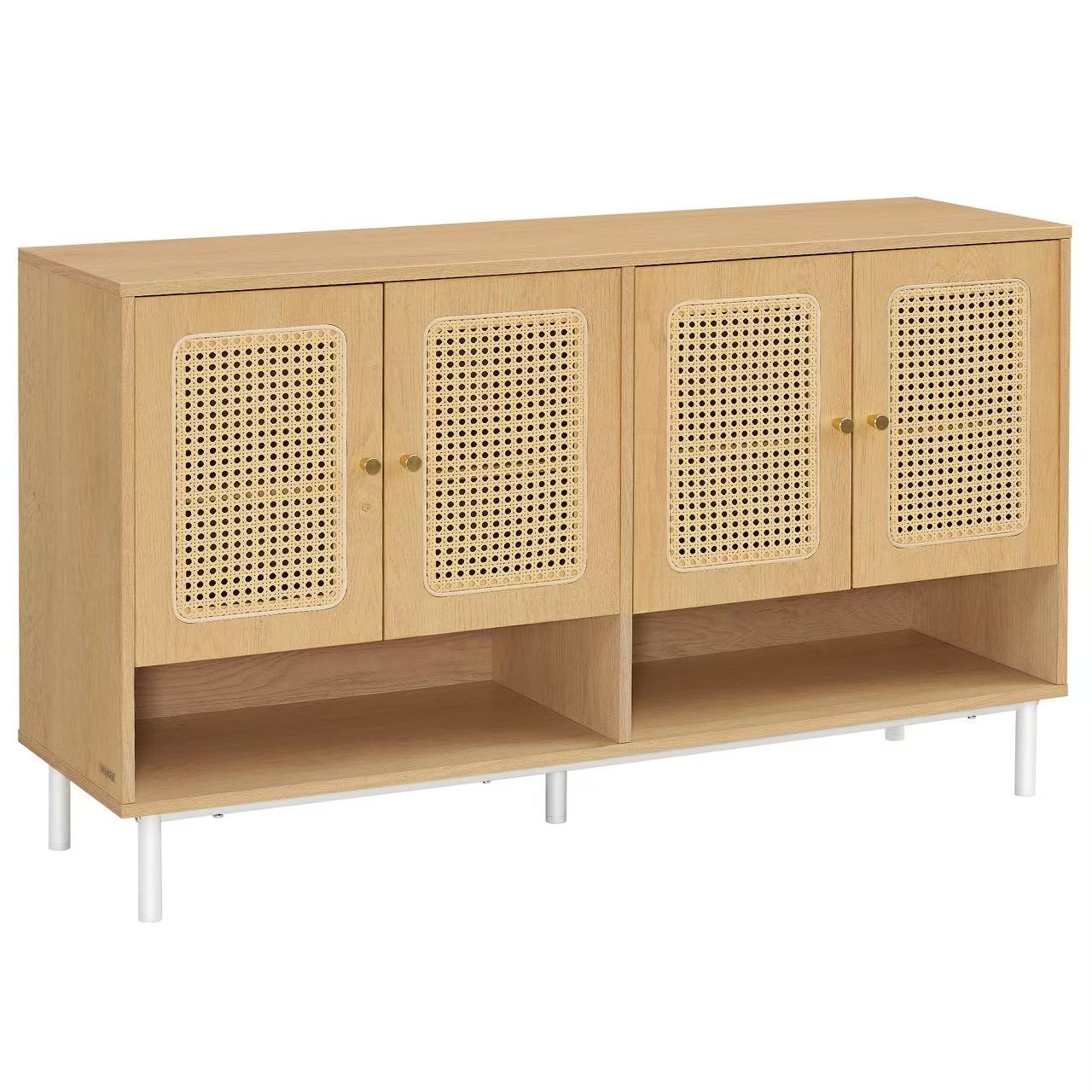 VASAGLE Natural Rattan 3-Tier Shoe Cabinet