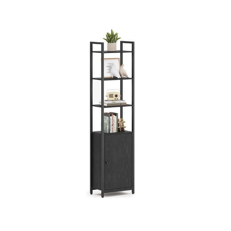 Tall Bookcase with Door and Steel Frame