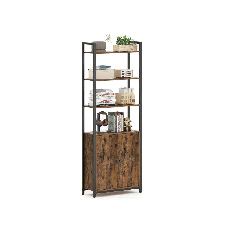 Tall Bookcase with Door and Steel Frame