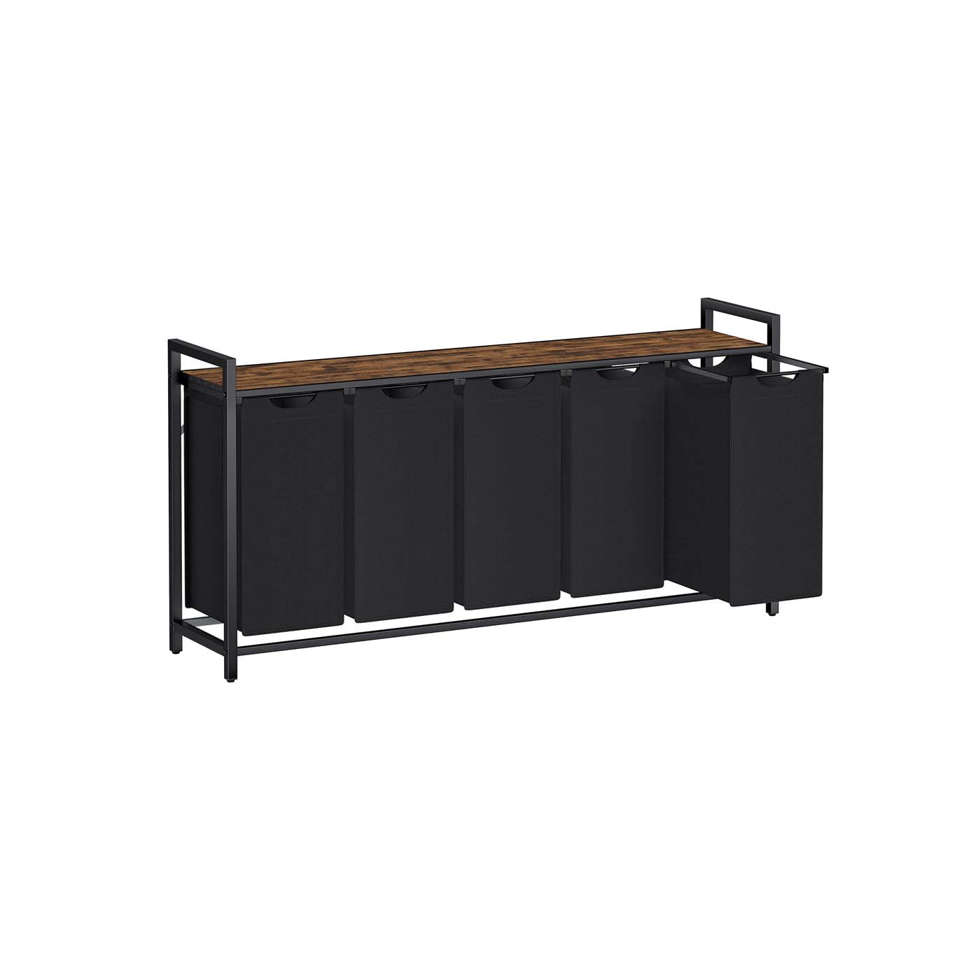 Laundry sorter with five removable bags and sturdy metal frame