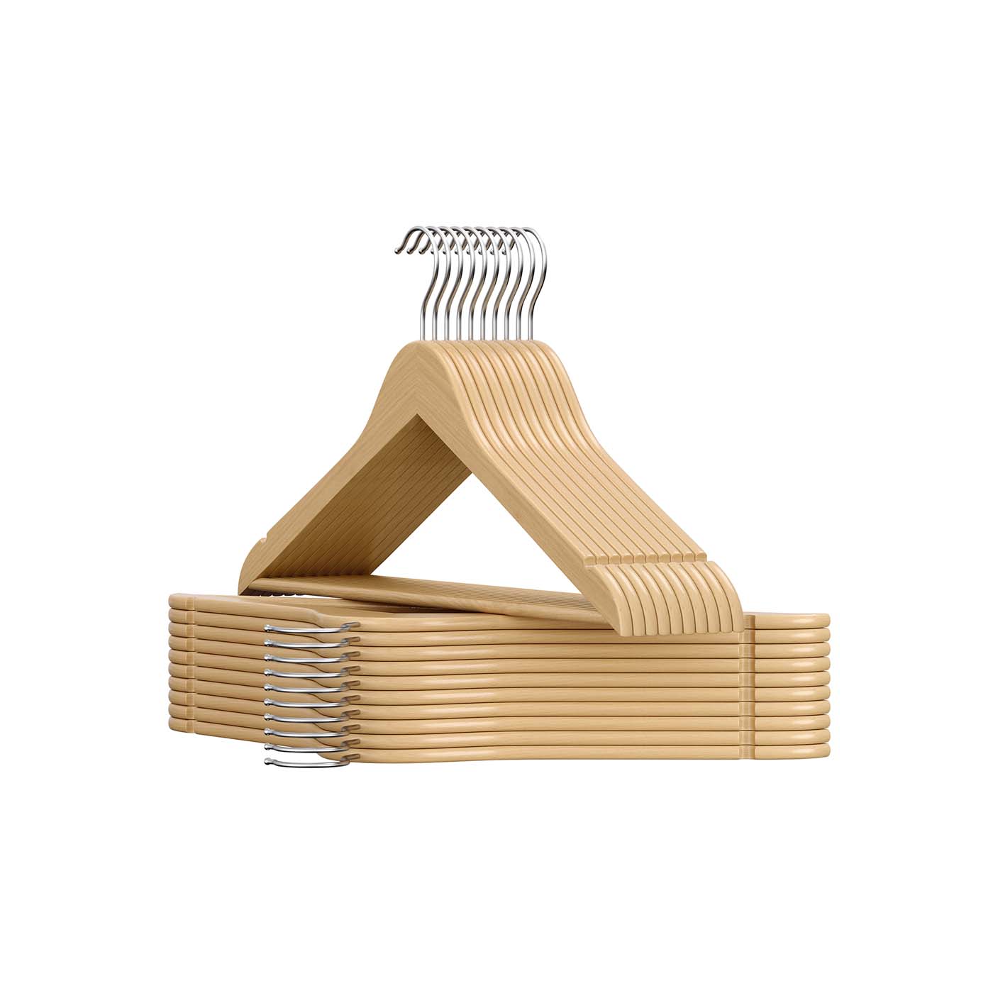 Wooden Hangers with 360° Swivel Hooks