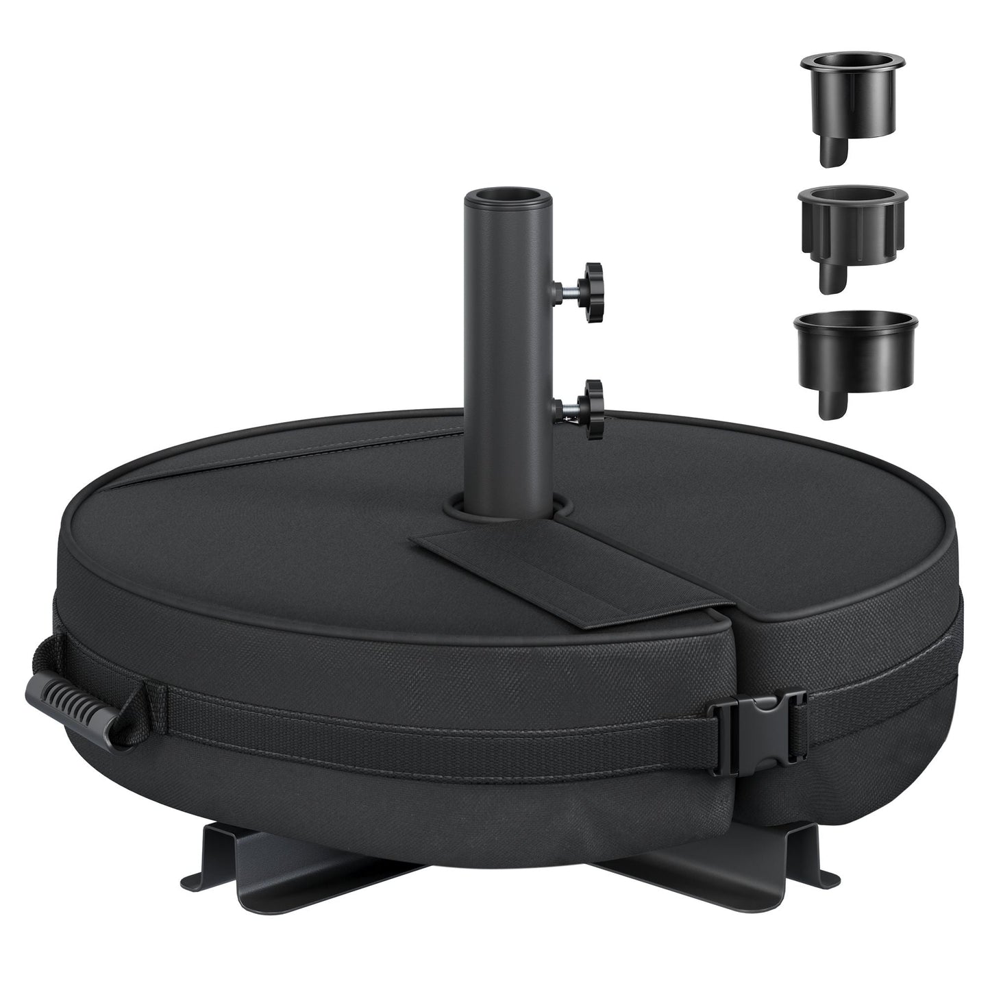 SONGMICS Umbrella Base, Round Patio Umbrella Stand, Sand Fillable Bag 66 lb, for 5-10 ft Umbrellas, Heavy-Duty, for Poles of Different Diameters, Oudoor Beach Lawn, Black UGUB0041B01