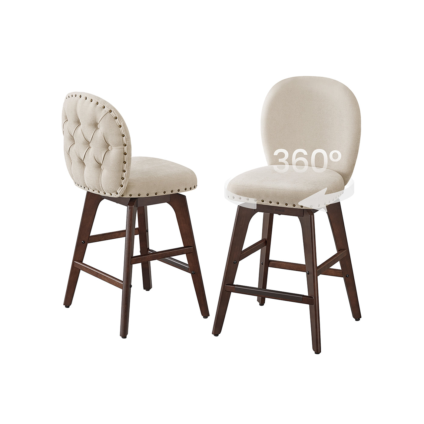 Bar Stools Set of 2 with Chenille Fabric
