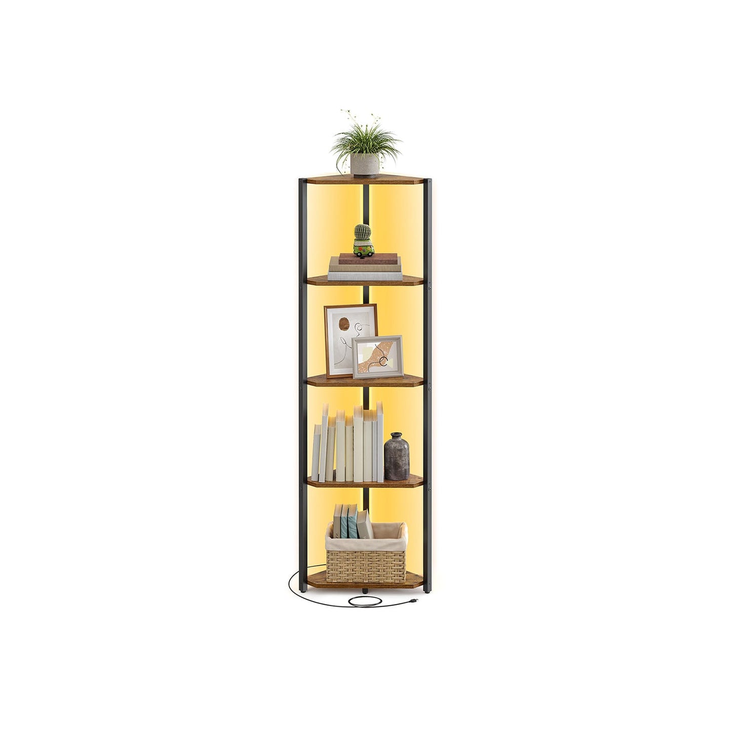 Corner Shelf Stand with LED Lights