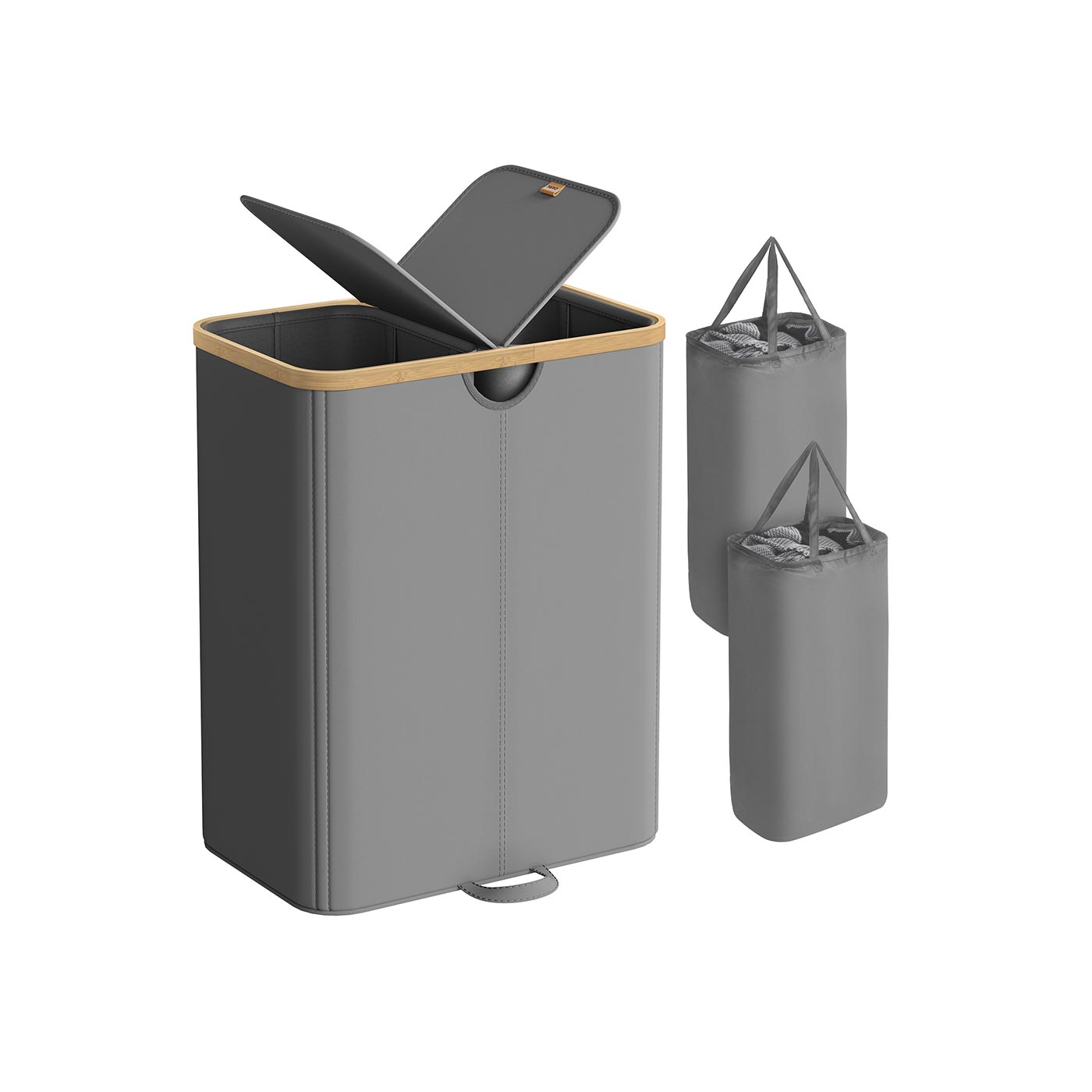 Laundry hamper with dual compartments and removable liner