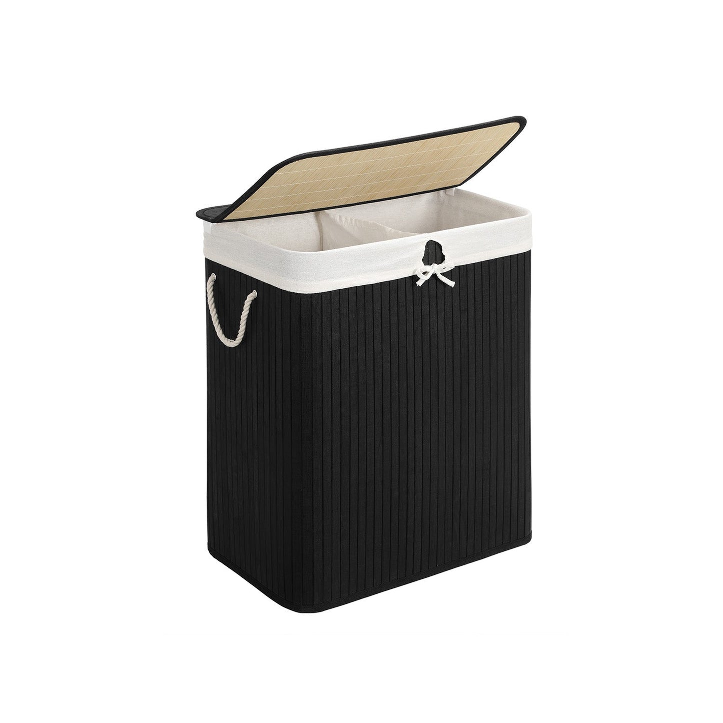 2-Section Laundry Basket with Lid