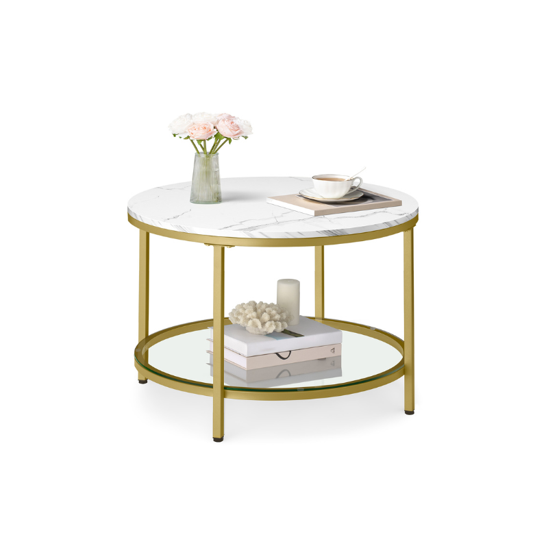 Faux Marble Round Coffee Table
