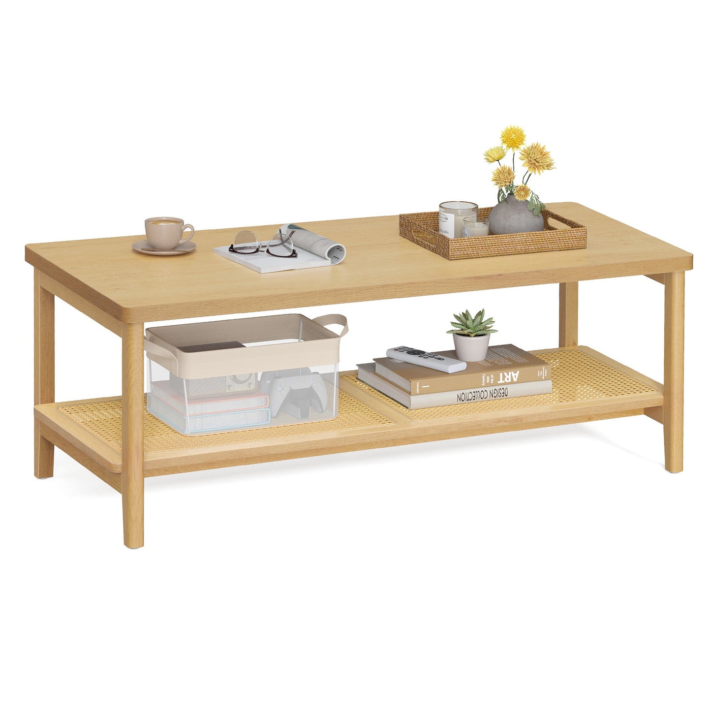 VASAGLE 2-Tier Coffee Table for Living Room, Rectangular Living Room Table
