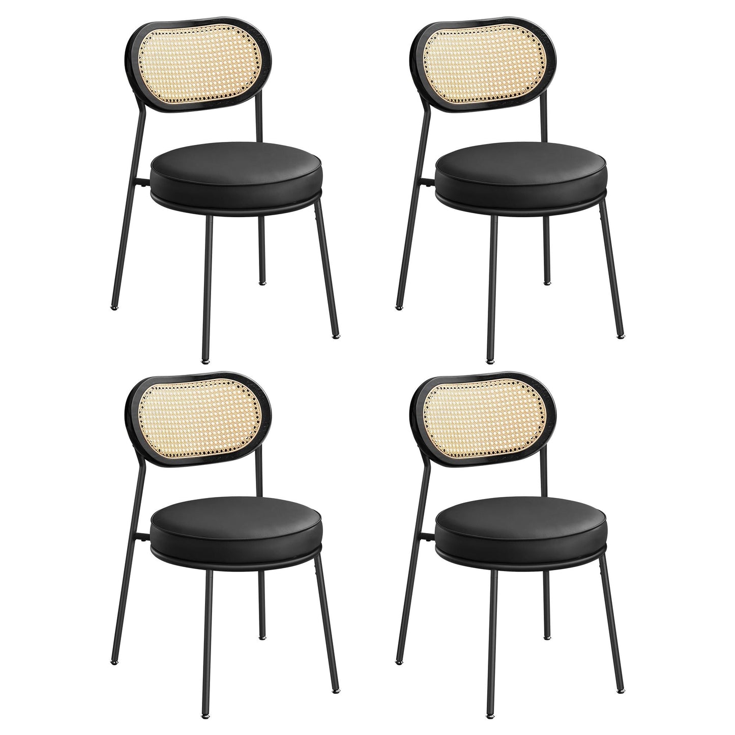 Dining Chairs with Boho PE Rattan Back