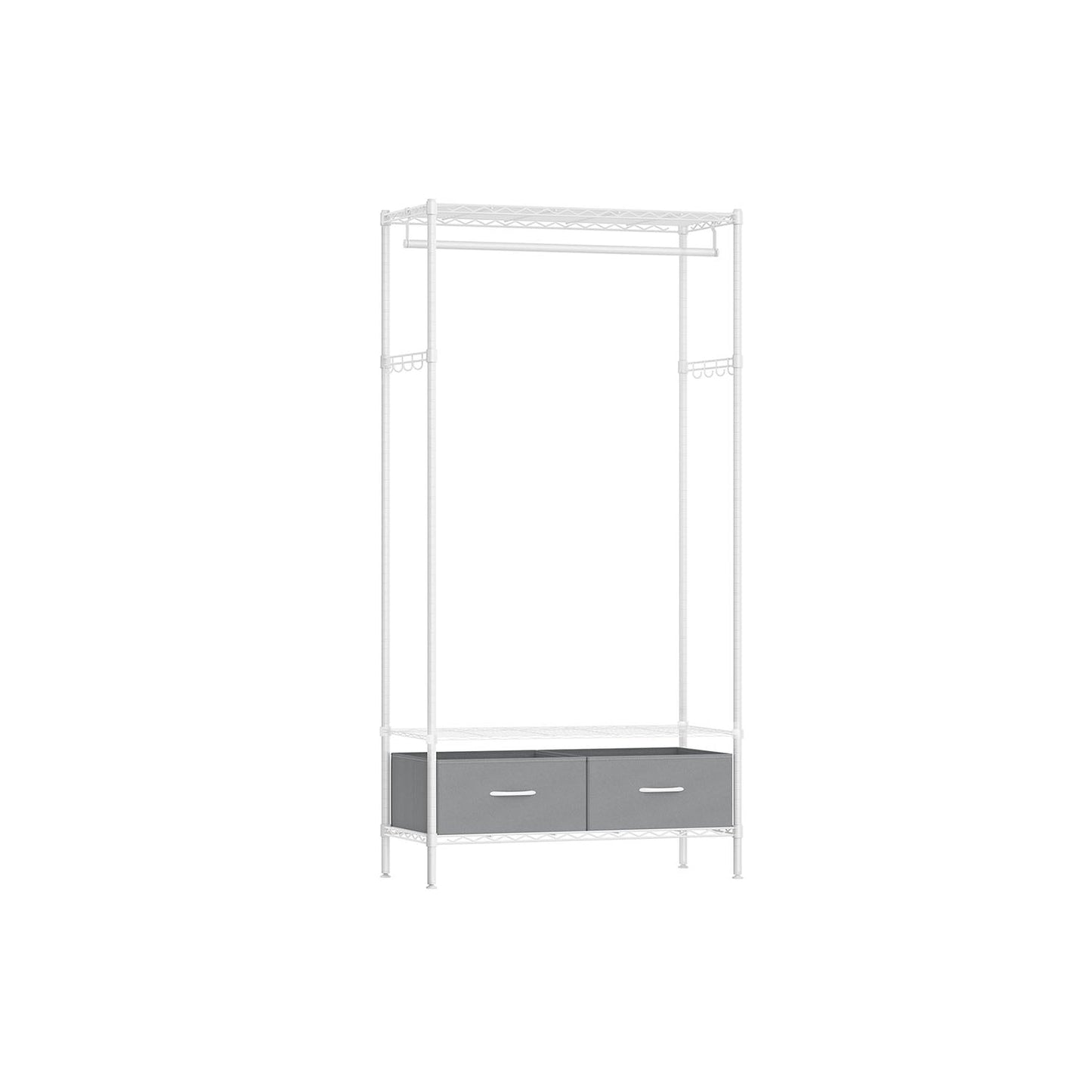 Clothes Rack with Mesh Shelf and Drawers