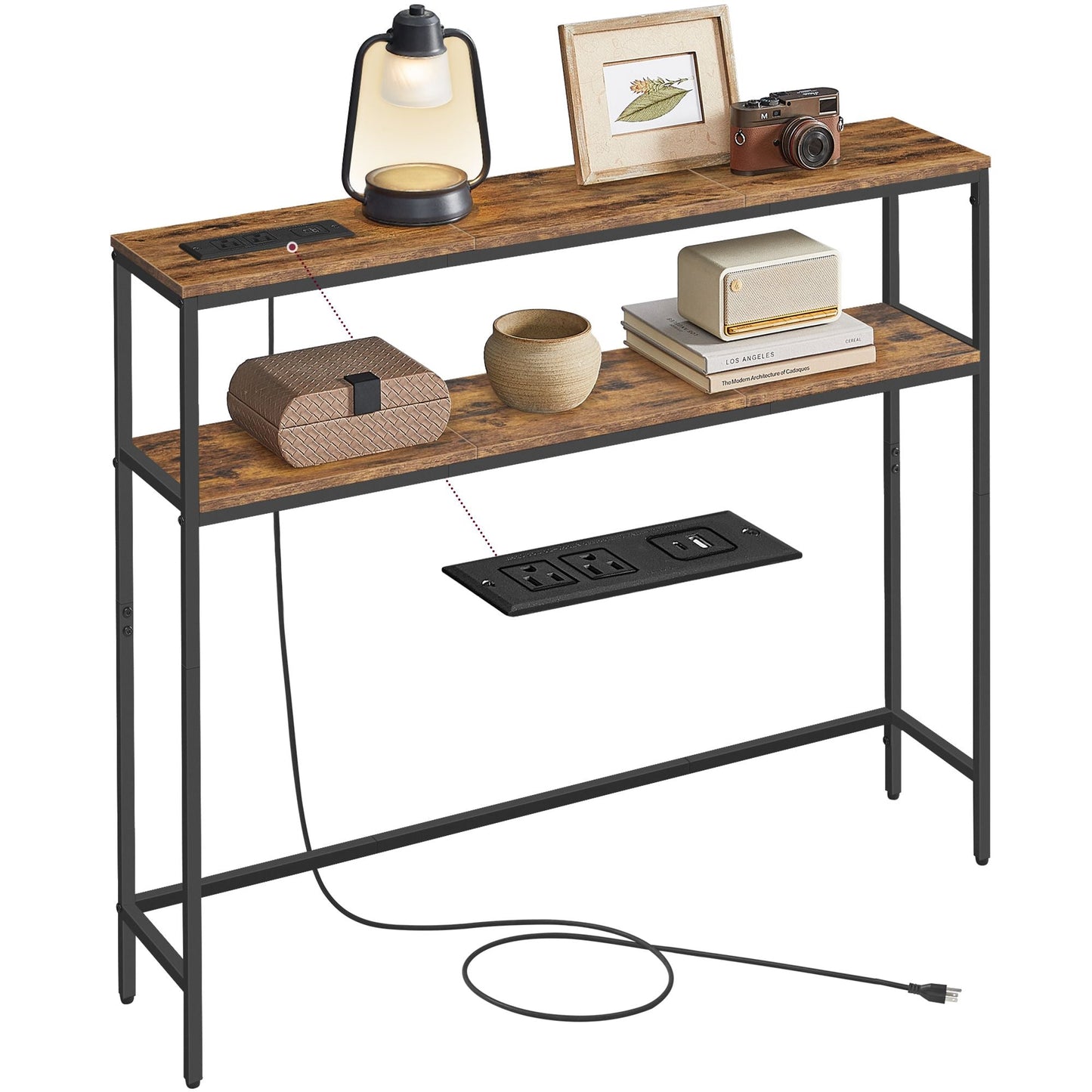 VASAGLE Console Table with Power Outlet