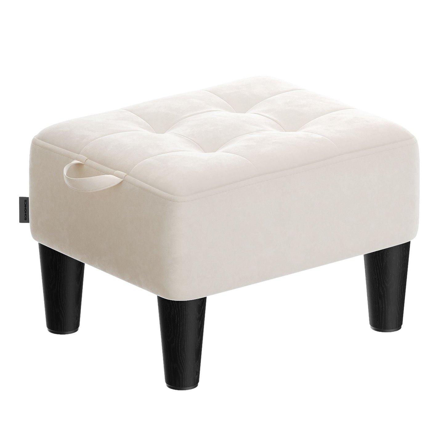 SONGMICS Storage Ottoman, Small Footstool Bench, Velvet Seat with Thick Cushion, for Bedroom, Living Room, Entryway, 150 kg Weight Capacity