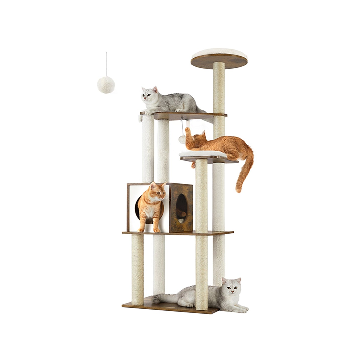 WoodyWonders 65-Inch Multi-Level Cat Tree