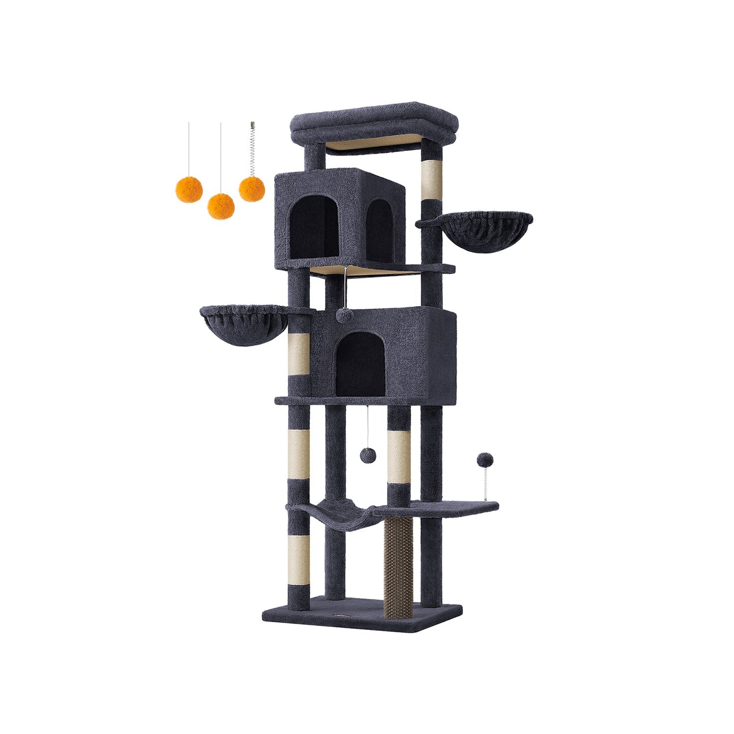 69-Inch Tall Cat Tower with 2 Caves