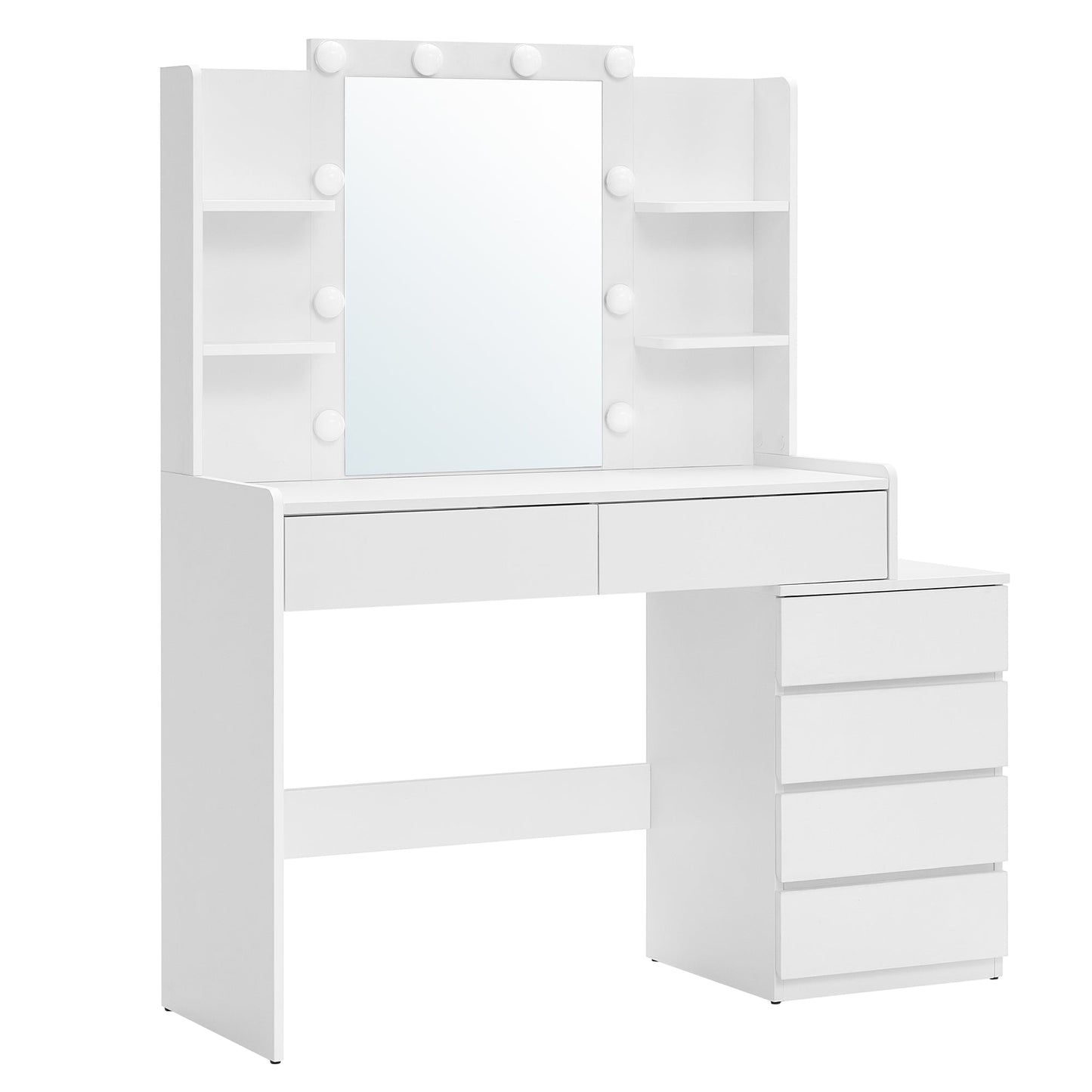 VASAGLE Vanity Desk with Mirror and LED Lights