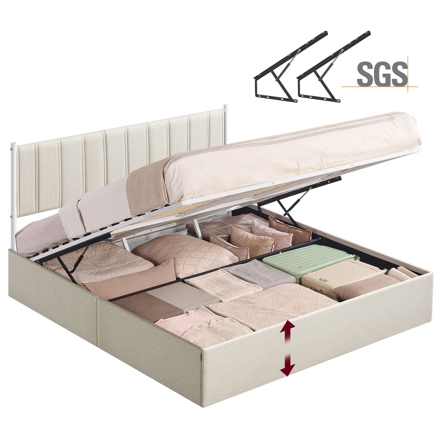 VASAGLE Lift Up Storage Bed Frame King Size