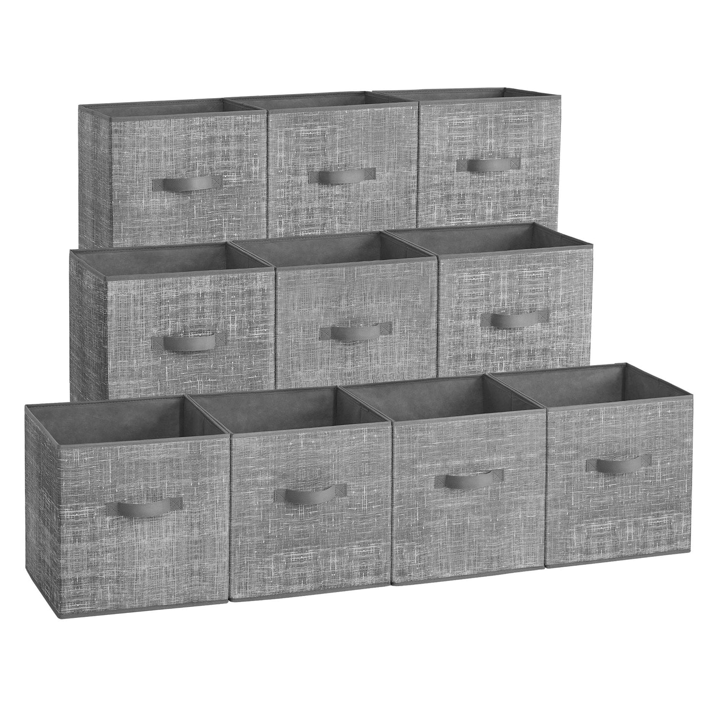 SONGMICS Storage Cubes, Non-Woven Fabric Bins with Double Handles, Set of 10, Closet Organizers for Shelves, Foldable, for Clothes