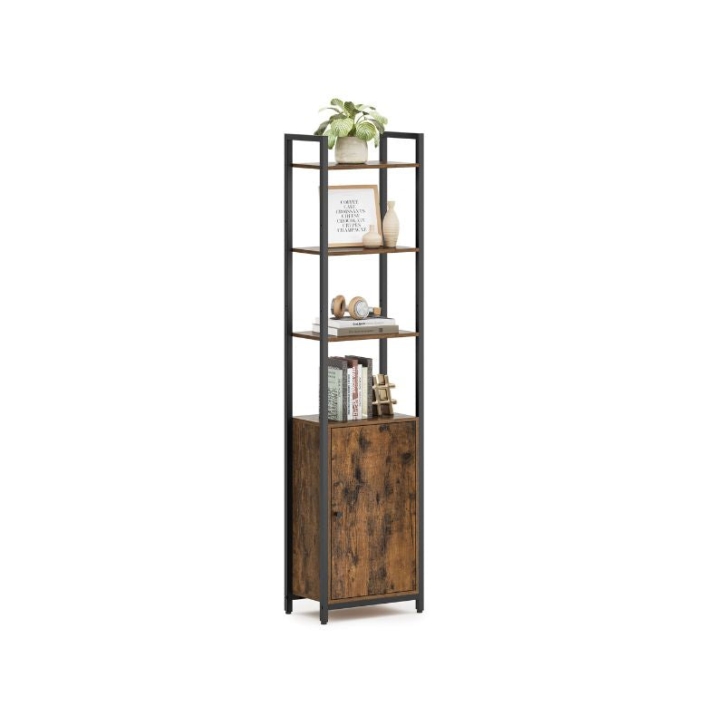Tall Bookcase with Door and Steel Frame