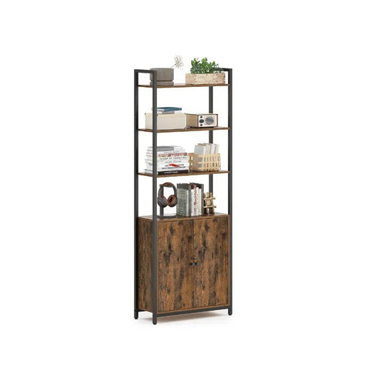 Tall Bookcase with Door and Steel Frame