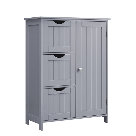 VASAGLE Bathroom Floor Storage Cabinet, Freestanding Bathroom Storage Unit with 3 Drawers, 1 Adjustable Shelf