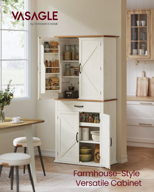 VASAGLE LIRY Collection - Pantry Cabinet, 70.3-Inch Tall Farmhouse Kitchen Storage Cabinet with Barn Doors