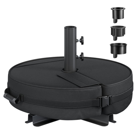SONGMICS Umbrella Base, Round Patio Umbrella Stand, Sand Fillable Bag 66 lb, for 5-10 ft Umbrellas, Heavy-Duty, for Poles of Different Diameters, Oudoor Beach Lawn, Black UGUB0041B01