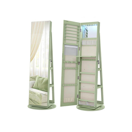 6 LEDs Lockable Mirror Jewelry Cabinet