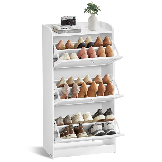 VASAGLE Shoe Cabinet with 3 Flip Drawers