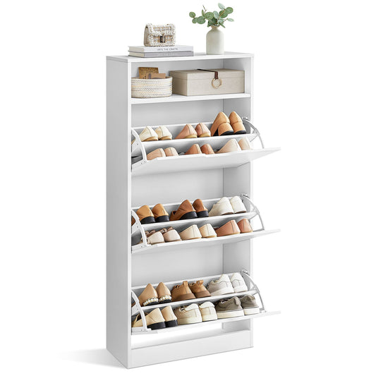 VASAGLE Shoe Cabinet, Slimline Shoe Storage with Open Shelf
