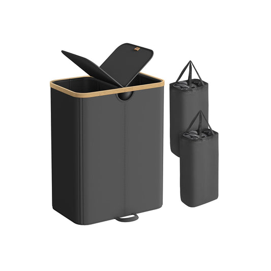 Laundry hamper with dual compartments and removable liner