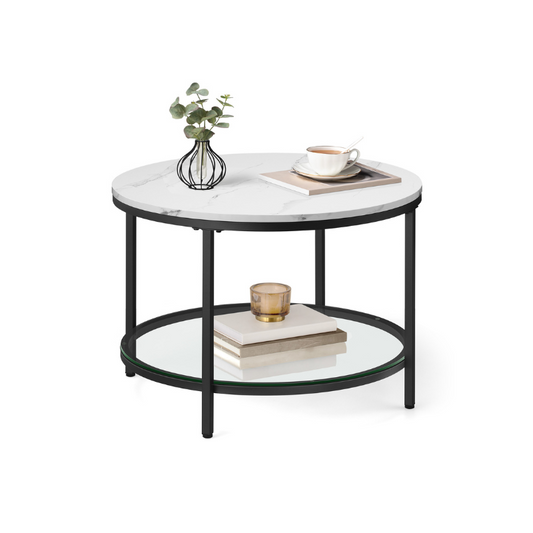 Faux Marble Round Coffee Table