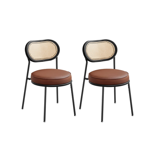 Dining Chairs with Boho PE Rattan Back
