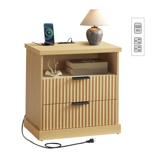 VASAGLE MAXE Collection - Nightstand with Charging Station