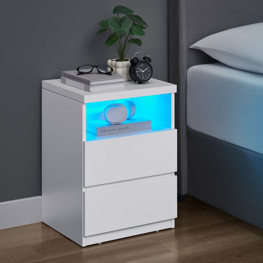 VASAGLE Nightstand with Adjustable LED Light