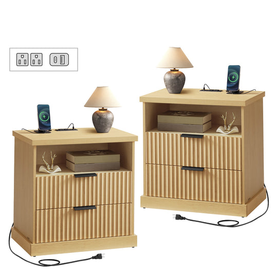 VASAGLE MAXE Collection - Set of 2 Nightstands with Charging Station