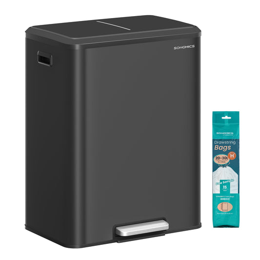 16 Gallon (2 x 8 Gal) Dual Trash Can, Stainless Steel, Soft-Close Lid