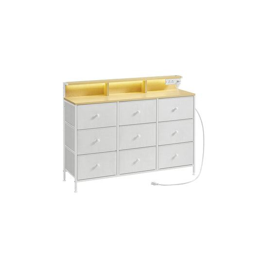Dresser with 9 Fabric Drawers and LED Lights