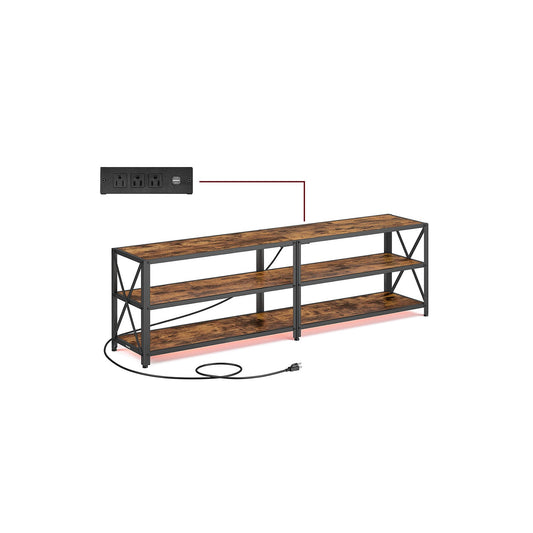 VASAGLE TV Stand with Power Outlets and LED Lights, for TVs up to 65 Inches