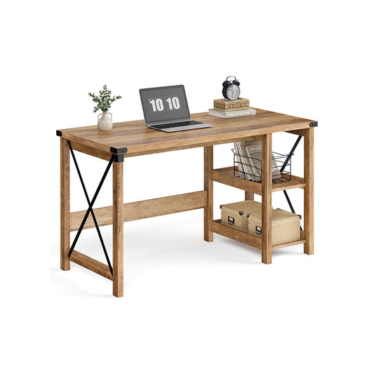 Home office desk with adjustable storage shelves