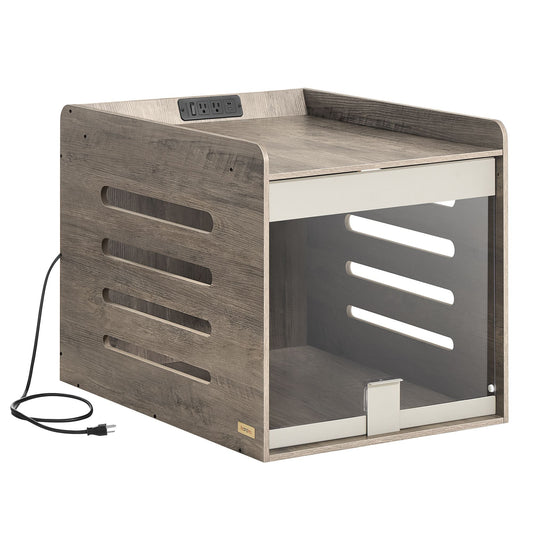 Modern Dog Crate Furniture with Charging Station