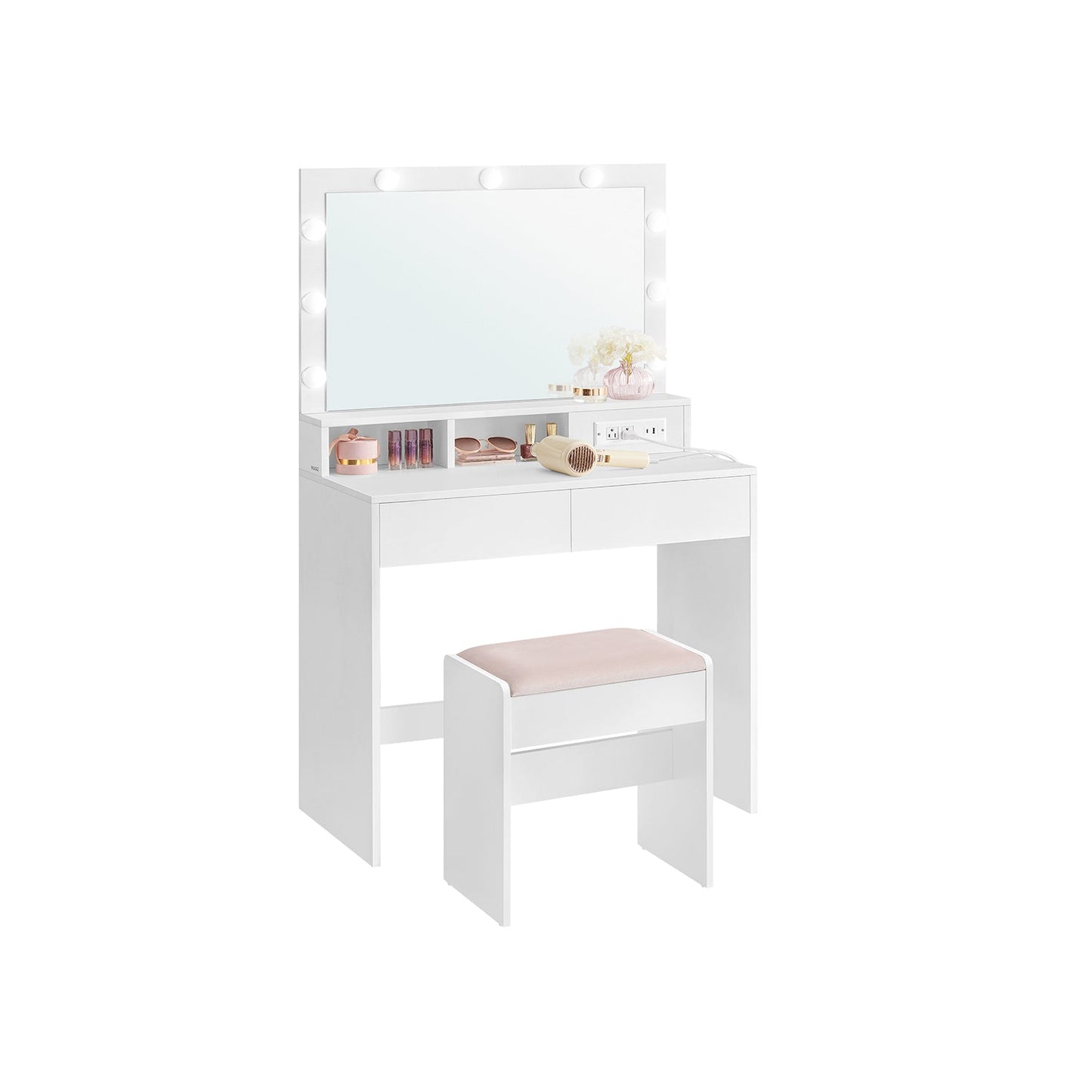 Vanity Desk with Mirror and Lights