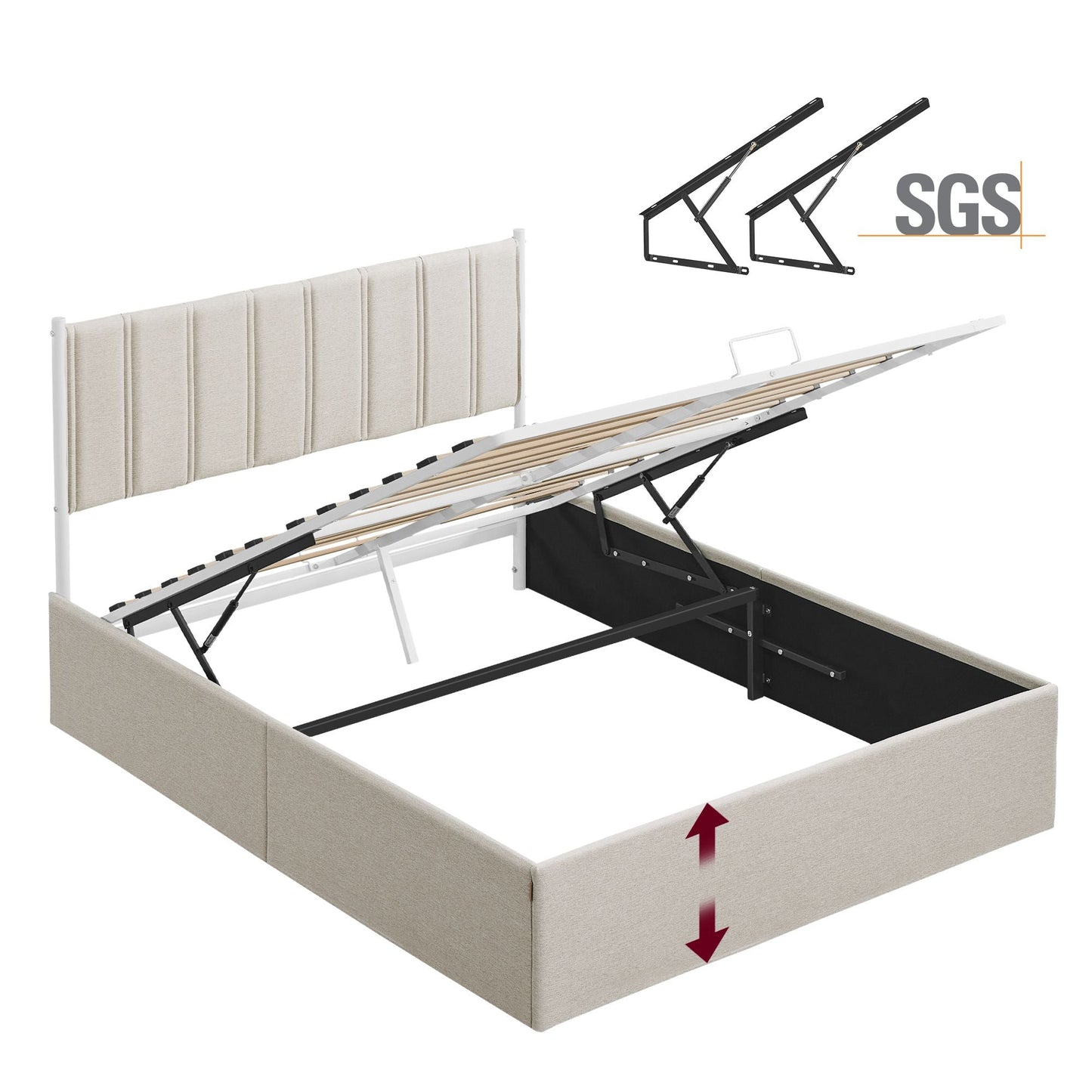 VASAGLE Lift Up Storage Bed Frame Queen Size