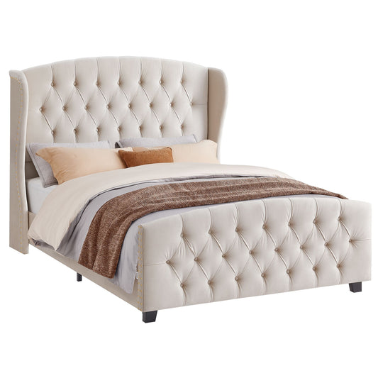 Bed Frame with Tall Headboard and Upholstered Platform
