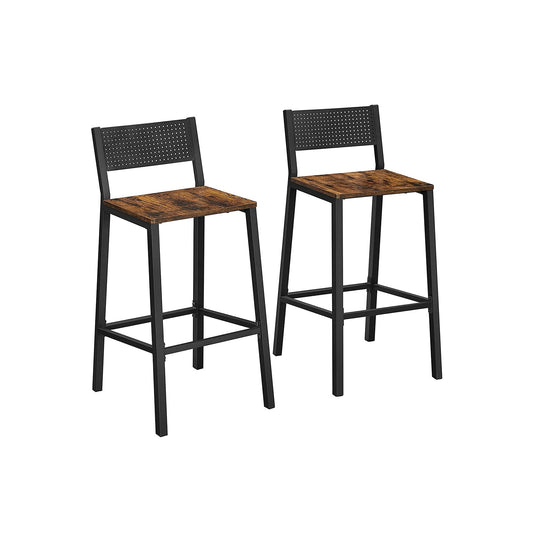 Bar Stools Set, 28.5 Seat Height, Rustic Brown